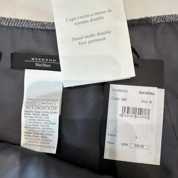 Weekend Max Mara large check-grey/white wool knee-length skirt. NEW w/tags! - Picture 9 of 9